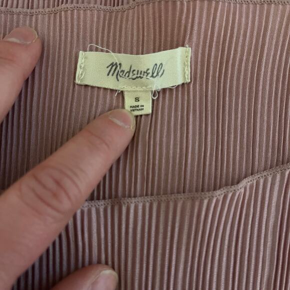 Madewell Texture & Thread Micropleat Short Sleeve Top Blouse Mauve Size Small - Picture 5 of 7